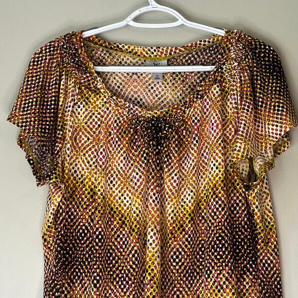 Worthington Green / Pink Short Sleeve Blouse Size 1X - Picture 5 of 11